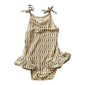 #285, kate quinn, tie strap, one piece, double ruffle bodysuit, size 18-…